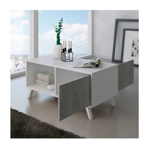Mesa de centro Wind Blanco mate - Gris cemento