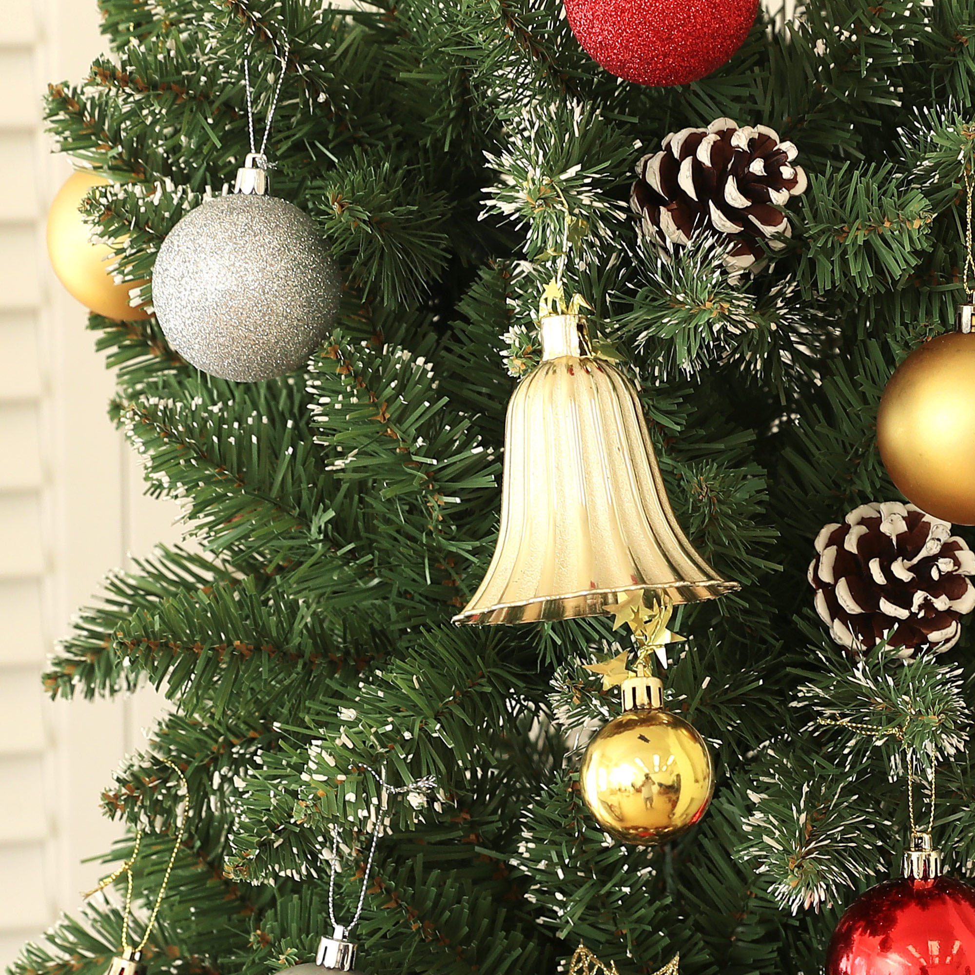 Árbol de Navidad 225 cm Árbol de Navidad Artificial con 980 Ramas 75 Piñas y Soporte de Metal Árbol Navideño para Salón Interior Verde