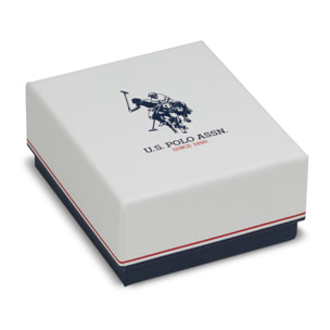 Bracciale U.S. Polo Assn. Rigido aperto in metallo dorato rosa con cristalli bianchi e topazio