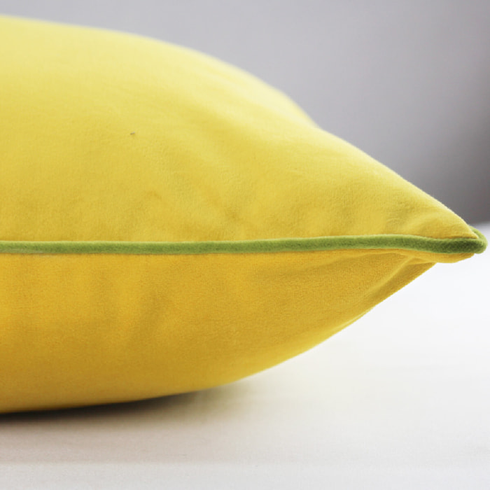 Housse de coussin polyester anti tache uni Velours uni curry-mousse
