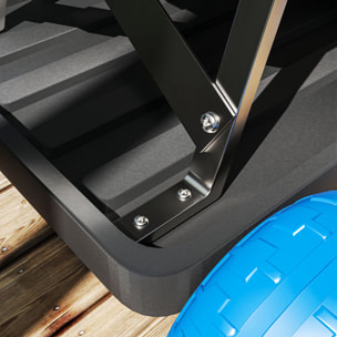 Tabouret de jardinage - siège de jardin sur roues - plateau à outils intégré - bleu noir