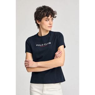 Camiseta básica azul marino con logo engomado Polo Club