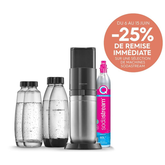 Machine à soda SODASTREAM DUO Noire Pack 2 carafes + 2 bouteilles