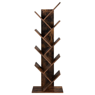 Libreria a Albero Oskar in Legno Rustico con 8 Ripiani