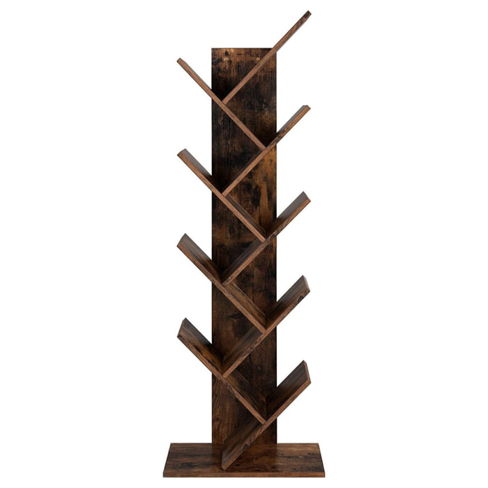 Libreria a Albero Oskar in Legno Rustico con 8 Ripiani