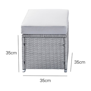 Salon de jardin encastrable 10 places noir en résine tressée INDO