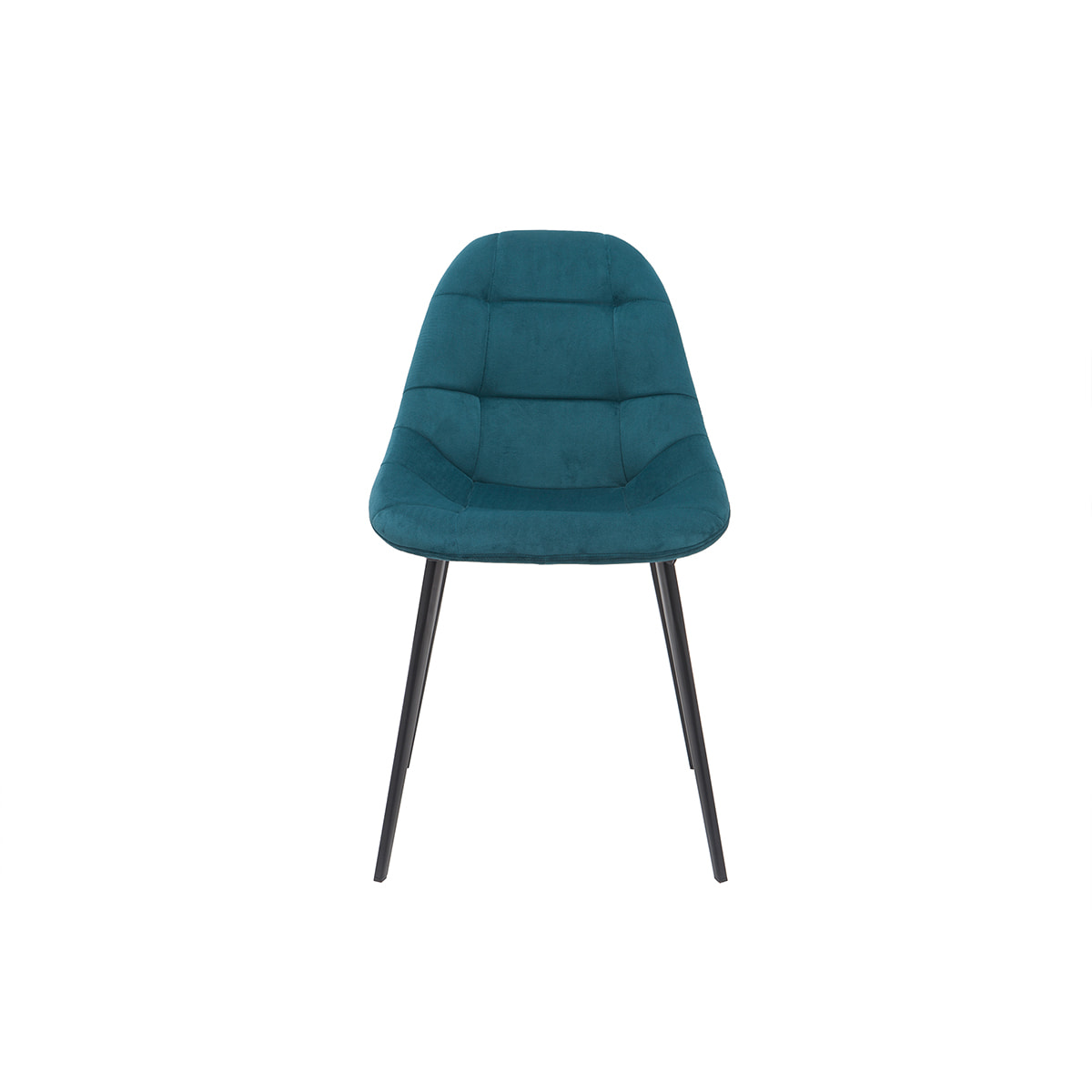 Chaises design en tissu velours bleu pétrole et métal noir (lot de 2) COX