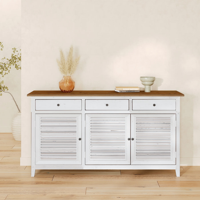 Buffet en bois recyclé blanc effet vieilli - Casa