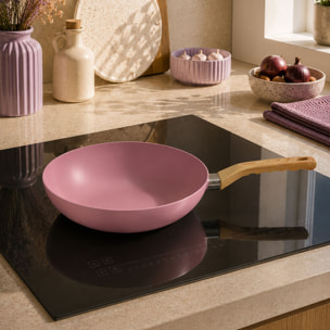 Wok 28cm en aluminium recyclé lilas - tous feux COLORAMA