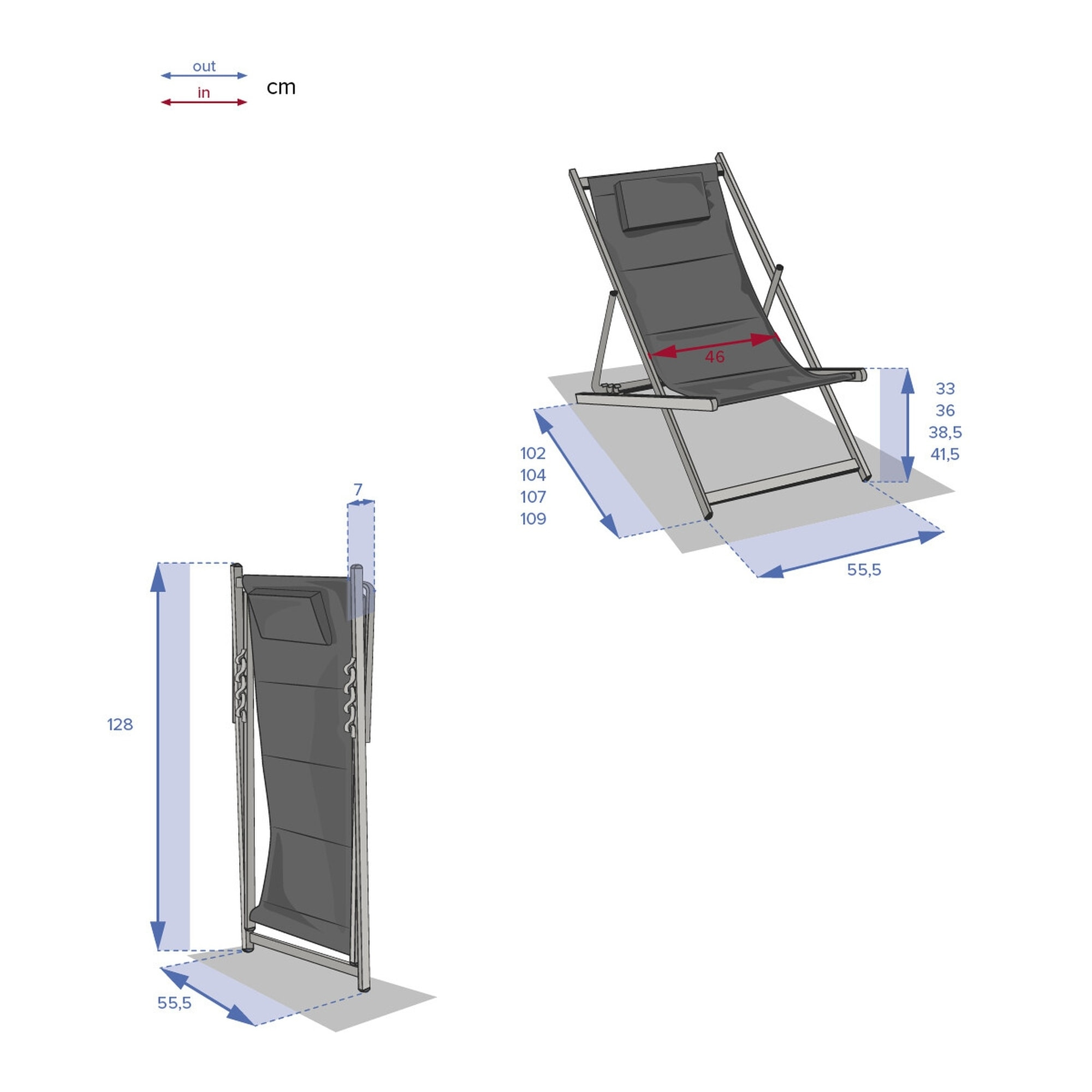 Tumbona "honolulu" plegable mostaza