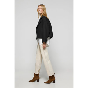 Abrigo corto Lona negro cruzado abotonado y detalles Polo Club