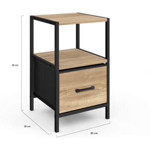 Tables de chevet Iris avec 1 tiroir et 1 niche - lot de 2