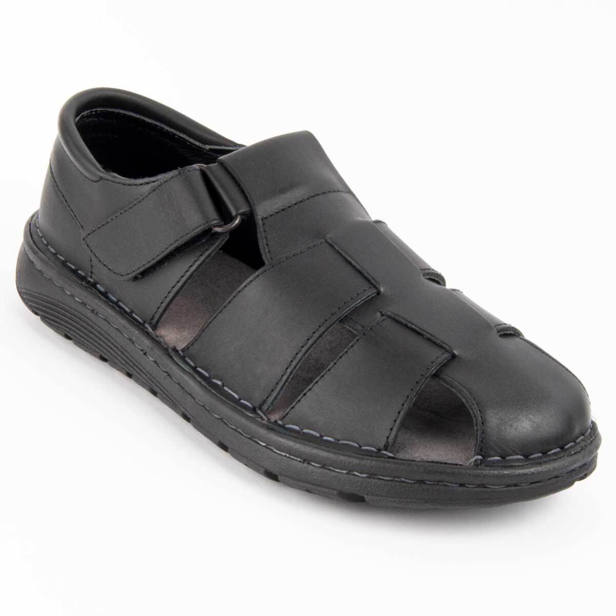 Sandalia De Piel - Negro