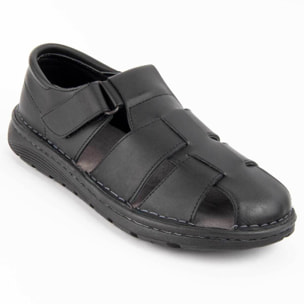 Sandalia De Piel - Negro