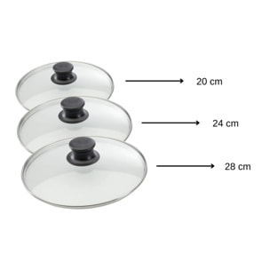 Set de 3 couvercles de cuisson en verre Elo