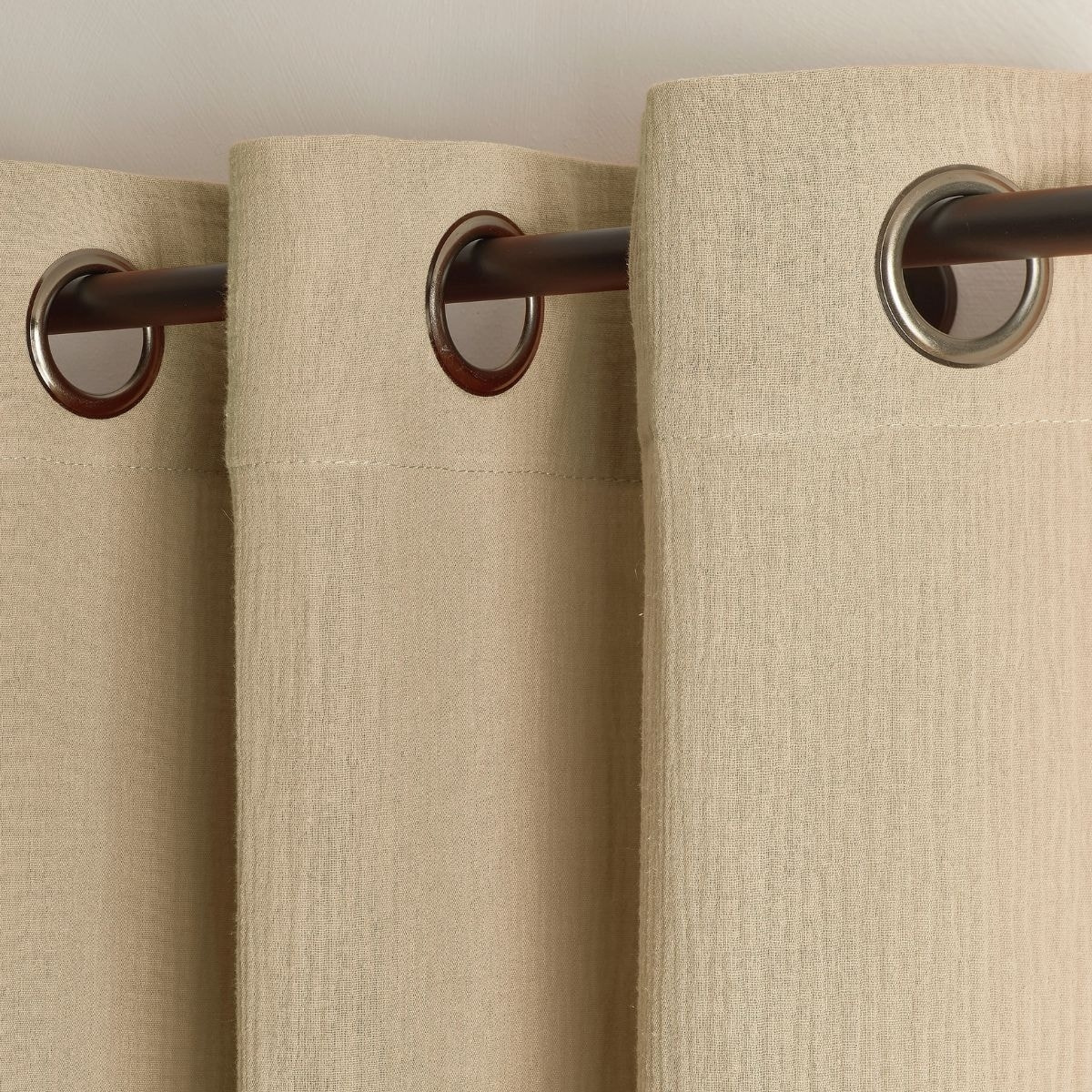 Rideau en gaze de coton tamisant à oeillets - Ficelle