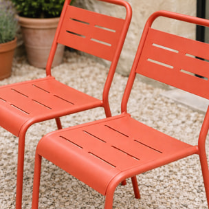 Lot de 2 chaises de jardin empilables terracotta EVORA