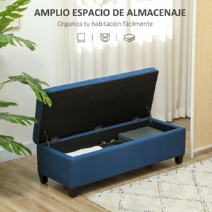 Banco de Almacenamiento Acolchado Puff de Almacenaje Taburete Tapizado en Lino con Tapa Abatible para Salón Entrada Dormitorio Carga 120 kg 125x49x41,5 cm Azul
