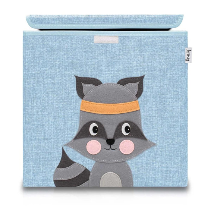 Boîte de rangement en tissu pour enfant ''raton laveur'' avec couvercle, compatible Ikea Kallax Lifeney