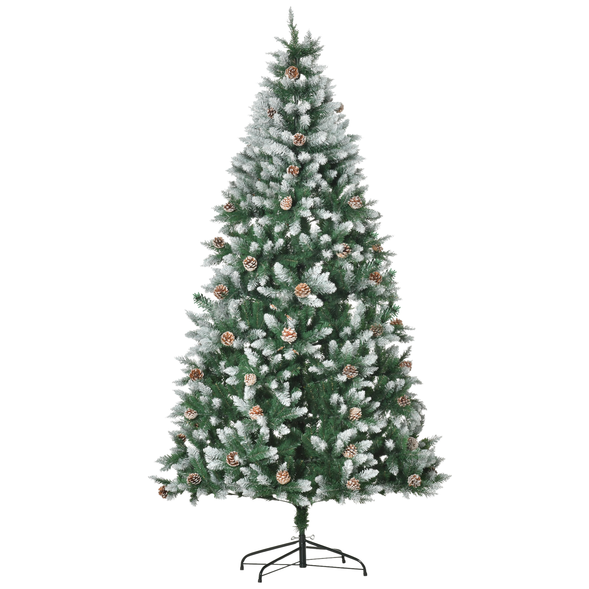 HOMCOM árbol de Navidad Artificial Ø105x210 cm con 1440 Puntas de PVC y 75 Piñas con Ramas Apertura Automática Base Plegable y Soporte de Acero para Interiores Verde