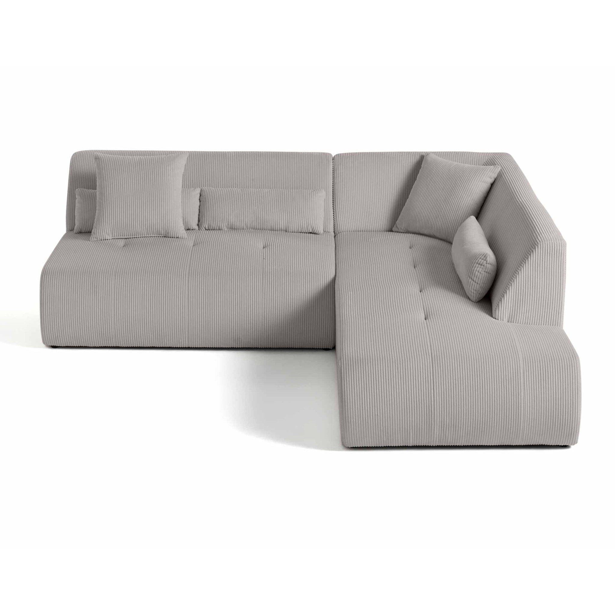 Onyx - canapé modulable d'angle droit - 5 places - en velours côtelé - Gris clair