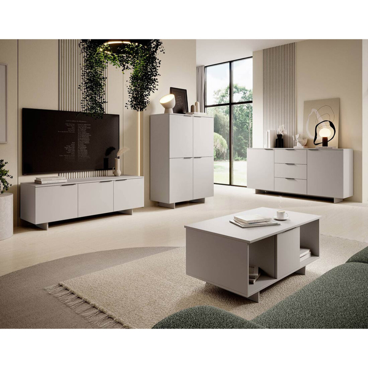 Canterbury - buffet haut - beige - 4 portes -145 cm - Beige