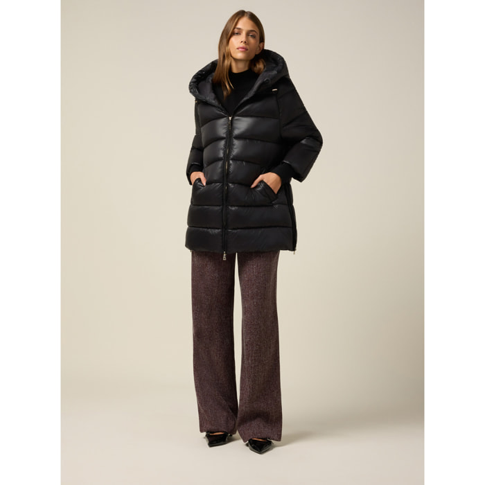 Oltre - Plumífero midi con capucha - Negro