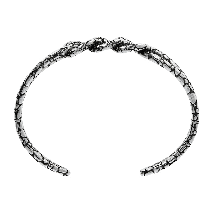 Bracciale Rigido Texture Serpente Placcato Rodio