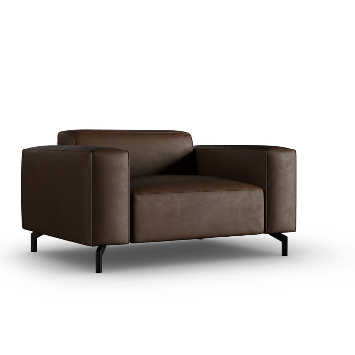 Fauteuil xl "Paradis" en cuir véritable marron foncé