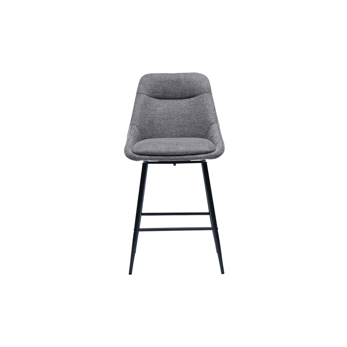 Tabourets de bar pivotants 360° en tissu effet velours texturé gris et métal H66 cm (lot de 2) ALESS