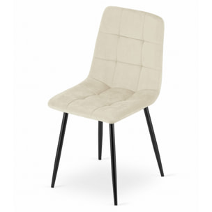 Sedia Kara in velluto beige con gambe nere