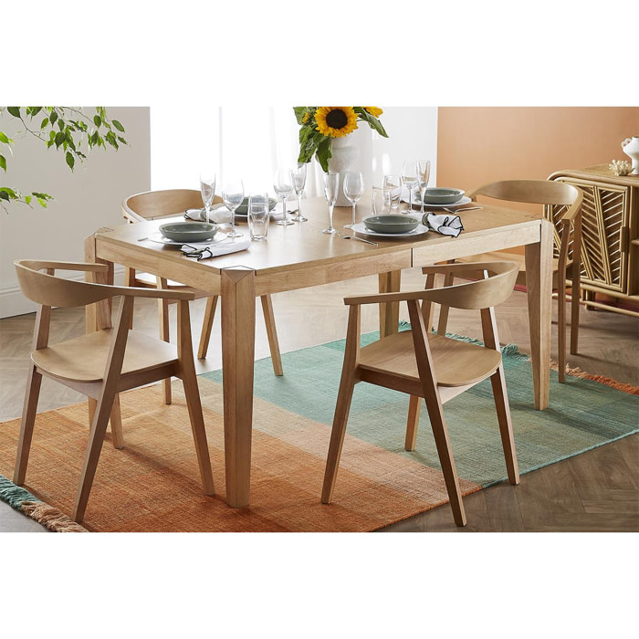 Table extensible rallonges intégrées rectangulaire en bois clair L150-180 cm BOLLY