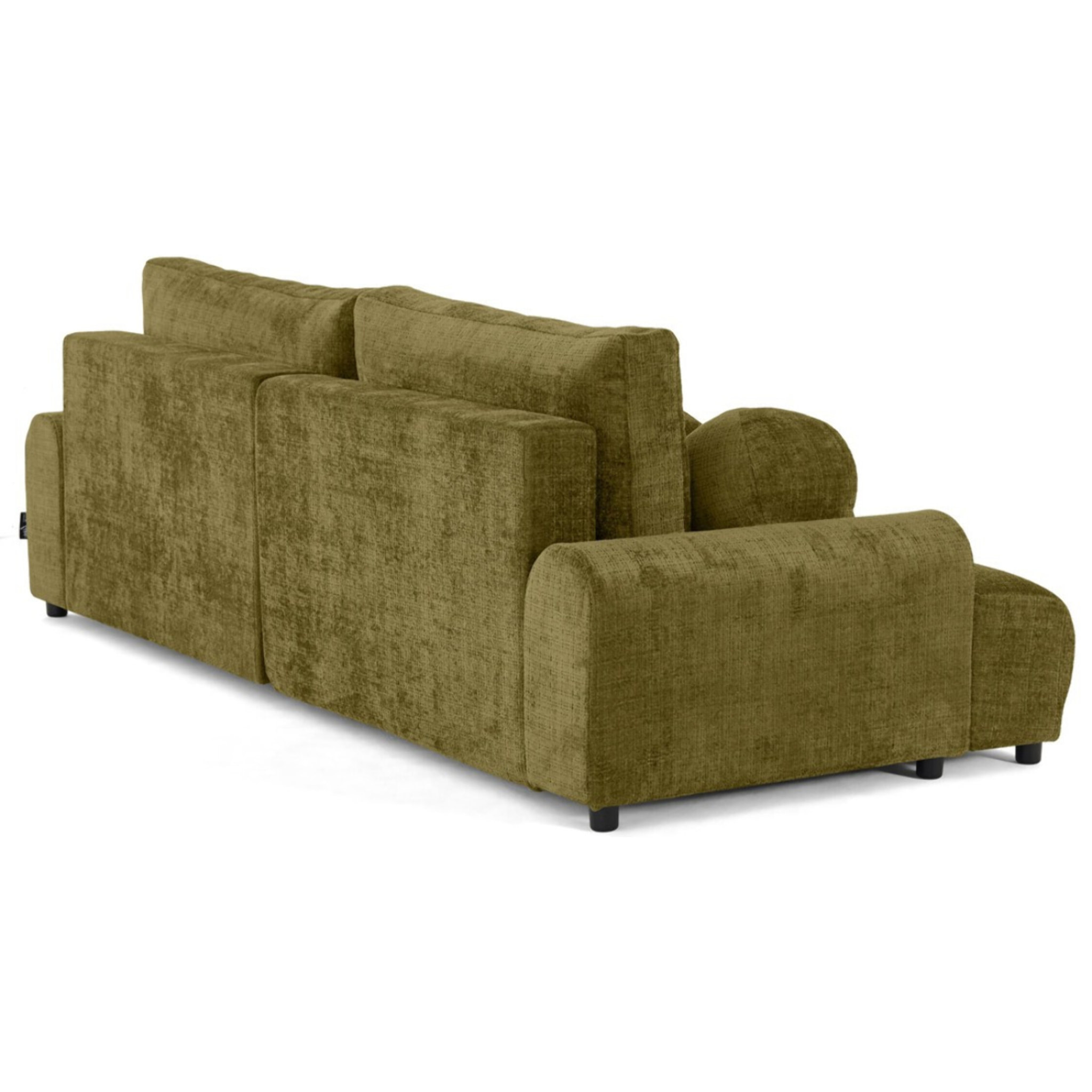 Nelly - canapé d'angle droit 4 places convertible avec coffre en velours texturé - Vert Olive