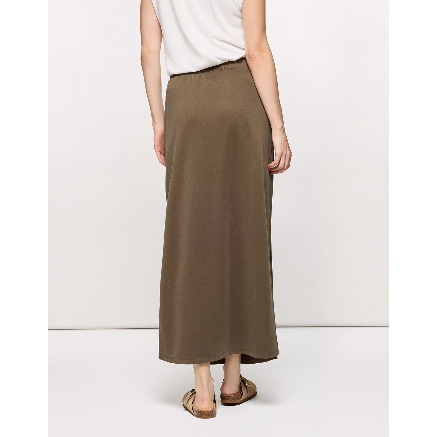 Falda Midi Caqui - Claudinasa