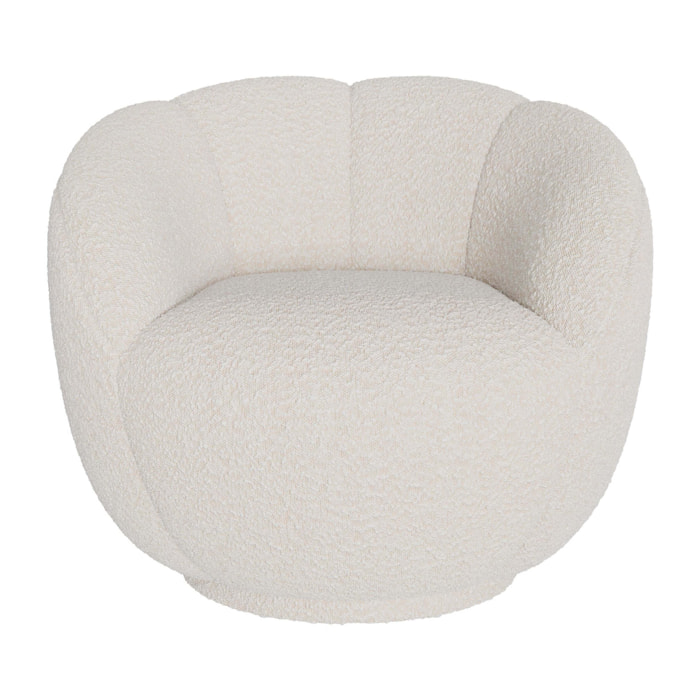 Fauteuil Ysé en tissu bouclé blanc