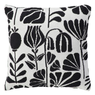 Coussin effet tricot "Twisted lime" noir & blanc 40x40cm