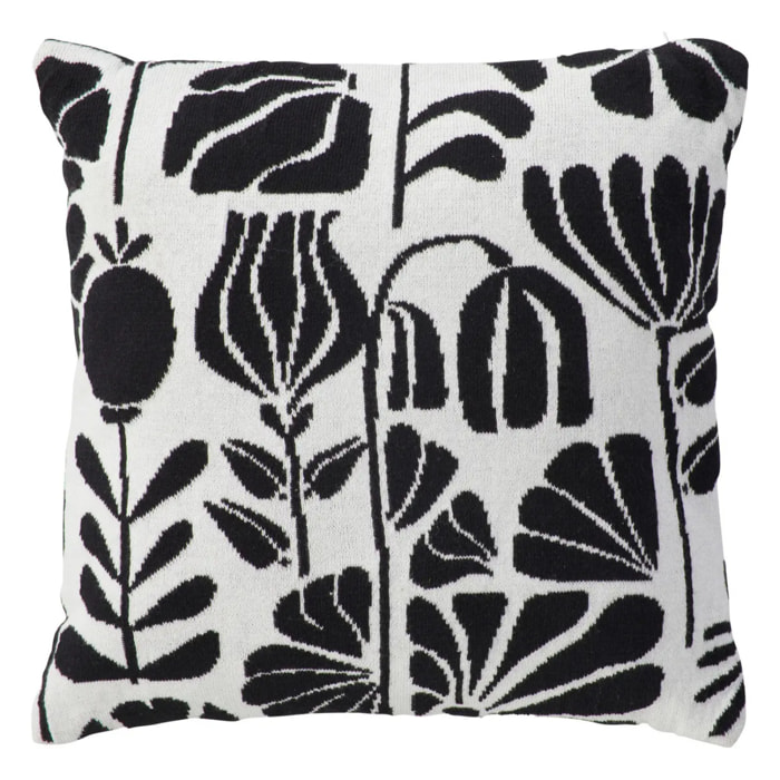 Coussin effet tricot "Twisted lime" noir & blanc 40x40cm