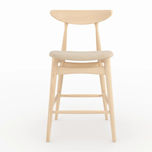 Lot de 2 chaises pour ilot central 63,5 cm en tissu beige et bois - Josette