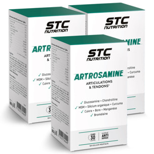 STC NUTRITION - Artrosamine - Complément alimentaire à la Glucosamine, Chondroïtine, MSM, Curcuma, vitamines & minéraux - Résistance & articulations - Souplesse des tendons - Lot de 3 produits