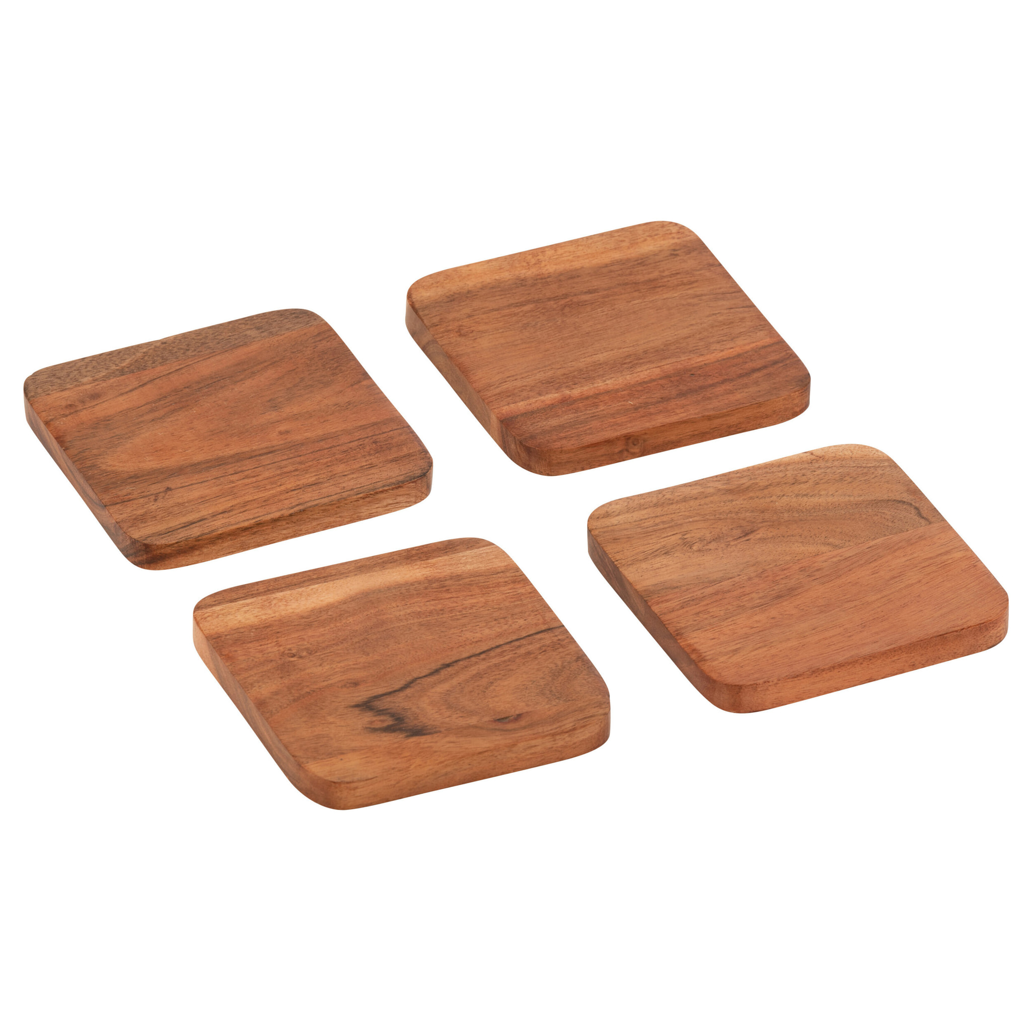 J-Line dessous de verre Carré Acacia - bois - naturel - 4 pièces