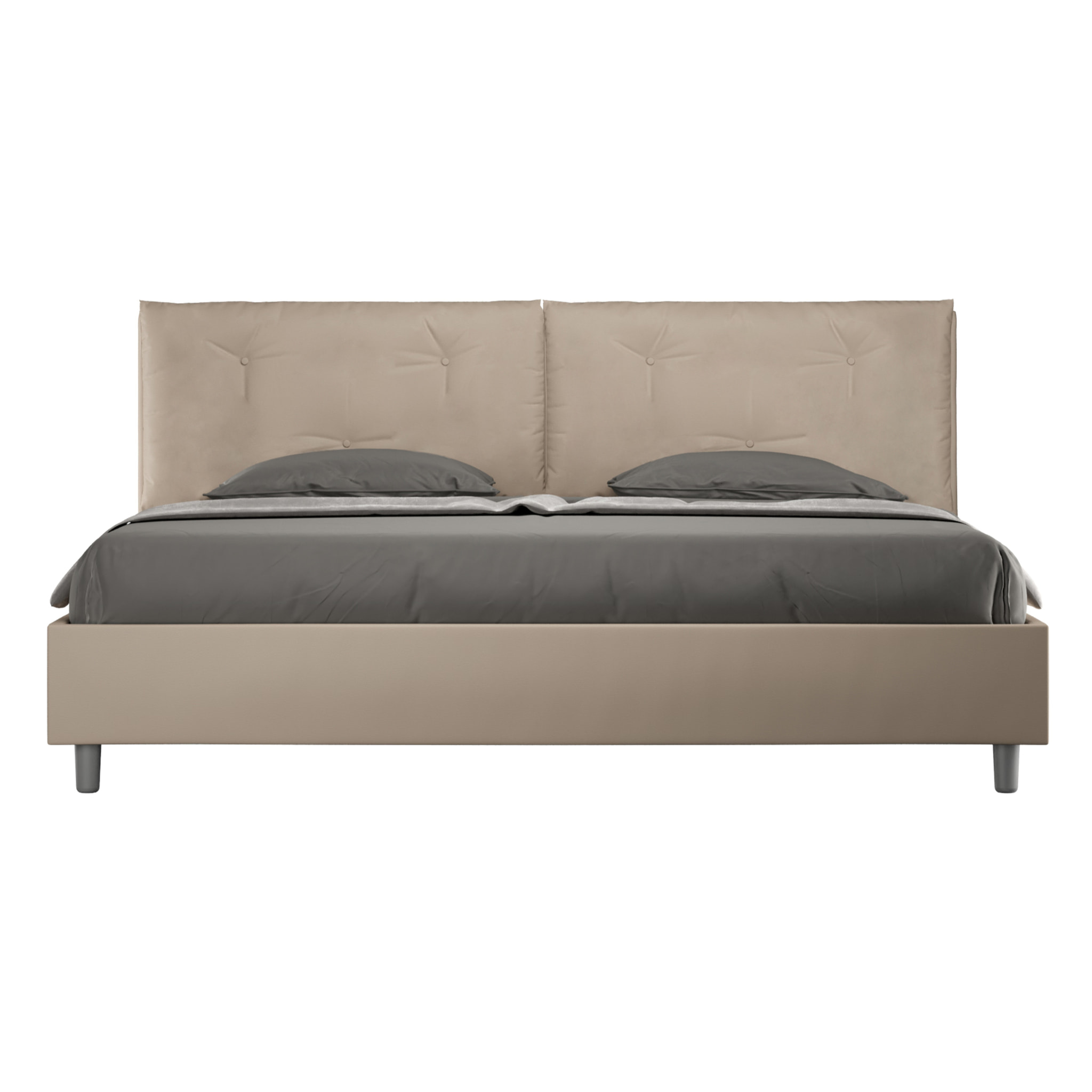 Lit king size avec sommier rembourré 200x200 similicuir taupe Appia Large