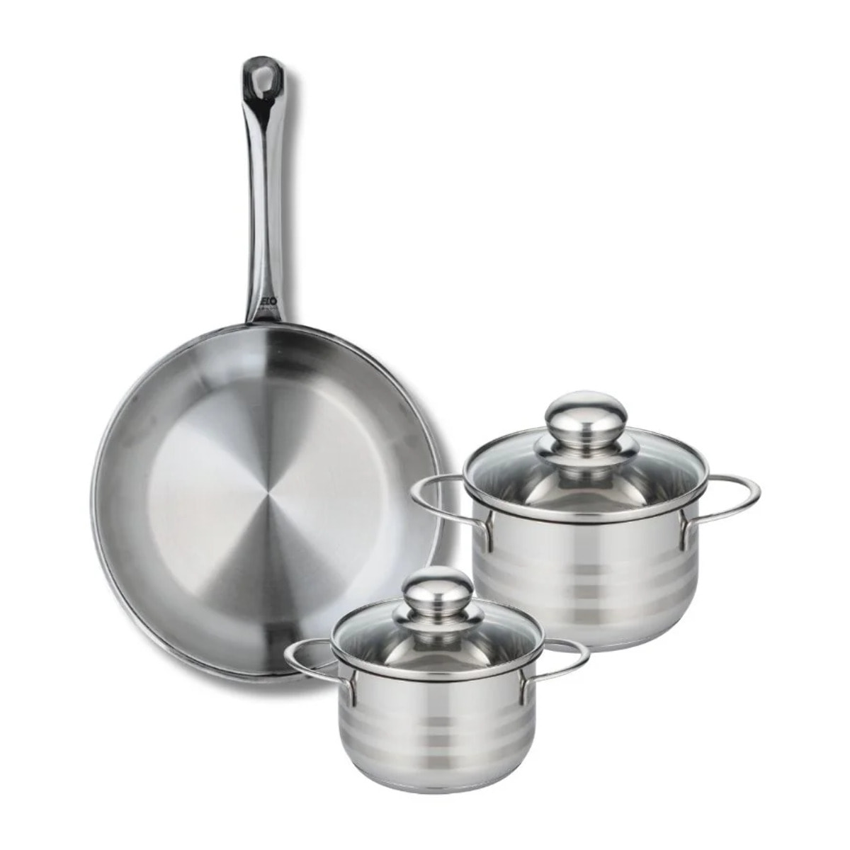 Ensemble de 1 Poêle de cuisson 28 cm et 2 faitouts 14 et 16 cm Elo Profi Brillant