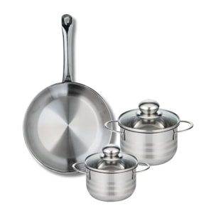 Ensemble de 1 Poêle de cuisson 28 cm et 2 faitouts 14 et 16 cm Elo Profi Brillant