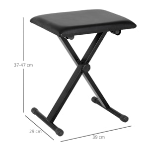 HOMCOM Tabouret banquette réglable pliable pour piano et clavier acier revêtement synthétique noir
