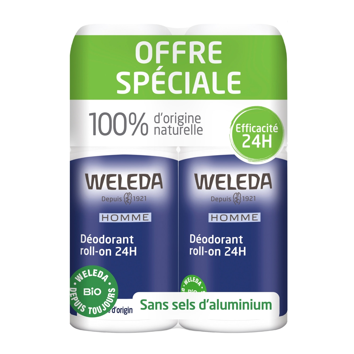 WELEDA - Duo Déodorant roll-on 24H Homme - 2x50 ml