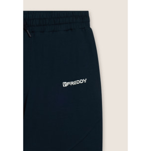 Pantaloni regular in felpa con stampa lucida e cuciture