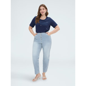 Fiorella Rubino - Jeans Barrel a rayas - Azul
