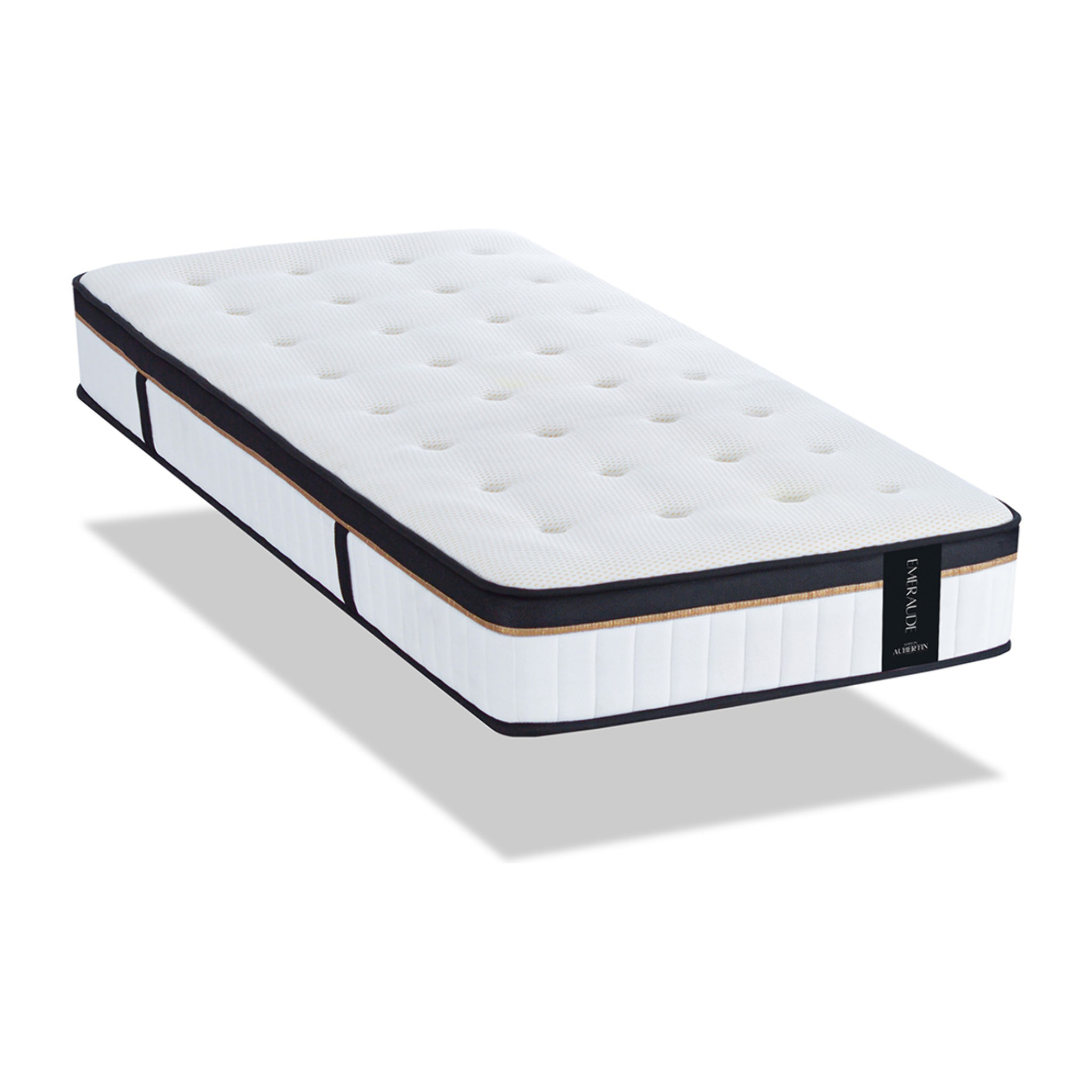 Ensemble Matelas Émeraude & Sommier Kit Tissu, Mémoire de Forme & Air System, 24 cm, Accueil Moelleux, Soutien Ferme