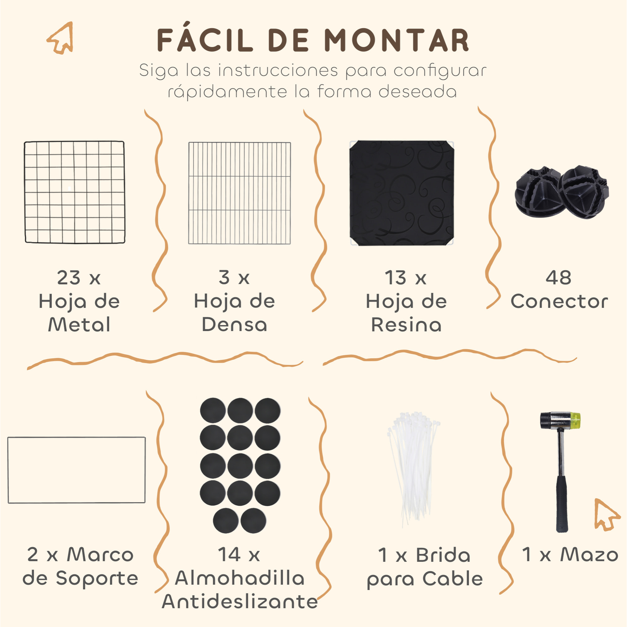 Valla para Mascotas de Bricolaje Parque para Conejos Recinto para Conejos de 39 Paneles con 3 Nidos para Cobayas Conejos y Erizos Negro