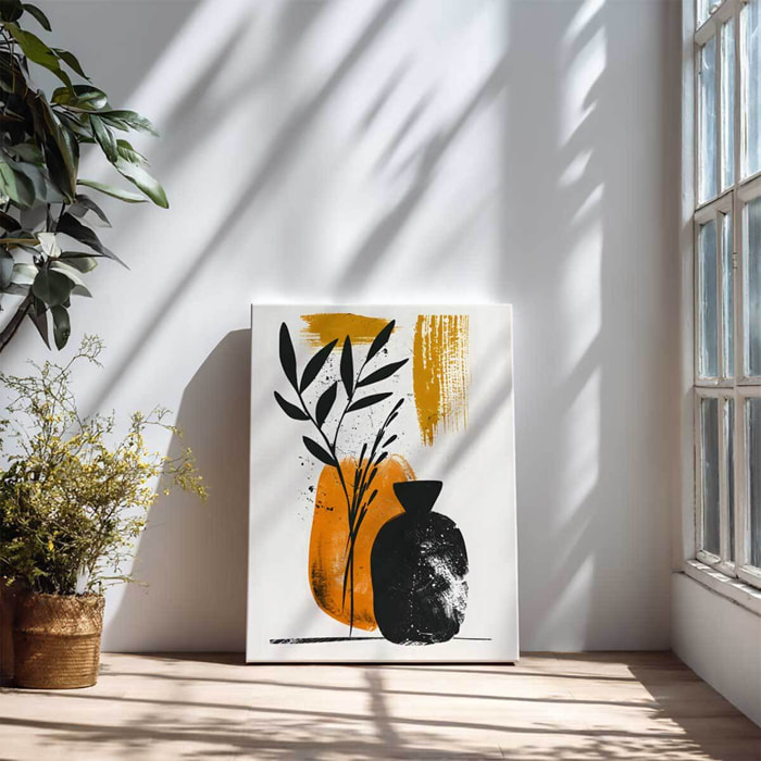 Tableau vases et feuillage moderne Toile imprimée